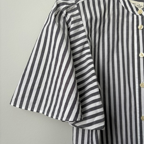 Kate Spade Broome Street Stripe Flutter Sleeve Button Down Short Sleeve Sz Small - Picture 10 of 11